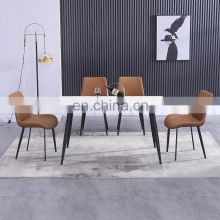 Luxury Stainless Steel Square Marble Dining Table Set Furniture Modern Dine Room Chaires Dining Tables