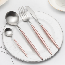 Pink Silver Spoon Fork Knife Spoons Forks Knives Polishing Stainless Steel Cutlery For Events thumbnail-1