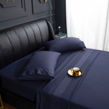 Solid Dark Blue Full Queen,king,twin,red Bedsheet Set With Lace Bedsheet thumbnail-3