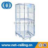 Logistics foldable metal wire mesh roll cage cart for sale