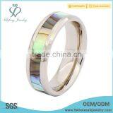 Fashion Jewelry Titanium Ring With Abalone Shell Inlay thumbnail-2