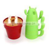 Mugs & Spoon Set 4-piece for Drinking Coffee / Tea / Beverage, Creative Cactus Shape, Plastic Stacking Small Cups Mugs for Cute thumbnail-4