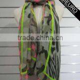 star print polyester voile fabric shawl for women scarf multi color SEDEX AND BSCI audited