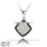 PZL-0013B Fashion Jewelry Rhombus Pendant Black Cubic Zirconia