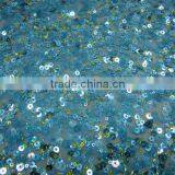 Turquoise Dazzling Spangle Sequin Embroidery Net Fabric for Dress thumbnail-1