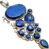 Sterling Silver Blue Topaz & Garnets Pendant , Semiprecious Pendant K1202 thumbnail-6