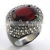 High Quality Garnet CZ With Hematited Plated Ring