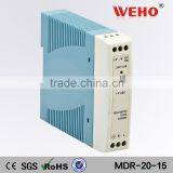 MDR 20w 15v 1.34a Dinrail Mode Power Supply ac 85~264v to 20w 15v dc Power Supply
