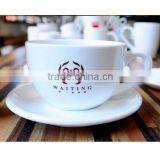 Bulk Wholesale White Custom Printed Ceramic Tea Cups and Saucers thumbnail-3