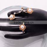 >>>2016 Women Fashion Korean Style Pearl Open Flower Rings Gold Plated Rhinestone Diamond Engagement Ring for Lady YIWU T&J/ thumbnail-2