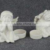 set of 2 ceramic angel tealight candle holder