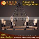 Big Round Edison Bulb Chandelier,hemp Rope Pendant Lamp,vintage Iron and Glass Chandelier thumbnail-1