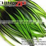 ZPDECOR Feather Hair Extension Dyed Lime Green Laced Medium Rooster Cape Feathers thumbnail-3