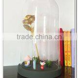 >_<High Borosilicate Custom Dome Jar With Wooden Tray, Cupcake Stand Covers, Cloche Cheese Base Decorative Glass Terrarium Cover thumbnail-4