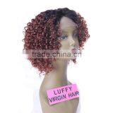 Two Tone Color Afro Kinky Curly Brazilian 1b/#30 Ombre Lace Front Wig thumbnail-5