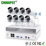 New Arrival CCTV Security Waterproof IP66 1.3MP Wireless 8ch NVR Kit WiFi IP Bullet Camera System PST-WIPK08BH