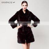 China Sale Dyed Real Mink Winter Fur Coat for Fashion Lady thumbnail-2