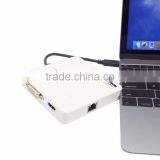 USB 3.1 Type C USB-C to DVI HDMI HDTV External Graphics Card & RJ45 Gigabit Ehternet Adapter 3 in 1 for New Macbook thumbnail-1