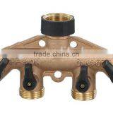 Garden Hose Connector, Brass Hose Faucet Manifold,brass 4 Way Connector thumbnail-1