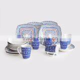16pcs Square Shape Dinnerware Set, Porcelain With Decal Printing thumbnail-1