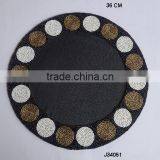 Round Glass Bead Place Mat With Circular Patterns Available in More Colours and Patterns