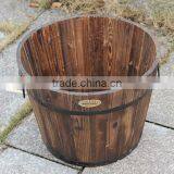 Outside Flower Box Wooden Barrel Planters Wholesale thumbnail-1