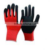 NMSAFETY 13 Gauge Orange Nylon Shell Coated Black Nitrile Gloves Sandy Finish thumbnail-1