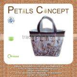 Canvas Beach Bag With Leather Trimmed Top & With Leather Handle thumbnail-1