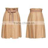 OEM/ODM Clothing Direct Manufacturer Custom-made Your Own Design Latest Design Waist Strap Khaki Lady Pleated Long Skirt thumbnail-2
