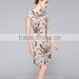 Classic Short Sleeve V Neck Slim Fit Ladies Dress thumbnail-3