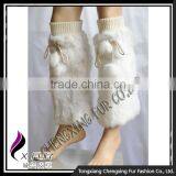 CX-A-14A China Wholesale Ladies Stylish Boot Cuffs Winter Genuine Rabbit Fur Leg Warmer With Balls thumbnail-5