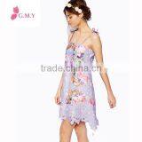 2016 Flower Printing Crochet Patterns Halter Neck Dress for Women Dress thumbnail-1