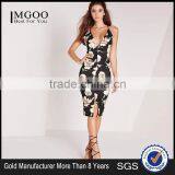 Global Fashion Floral Cross Back Midi Dress Multi Slinky Double Strap Split Dress Deep V Neck Evening Dress thumbnail-1