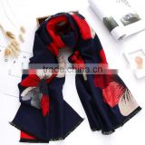 2017 winter new design floral pattern old woman scarf