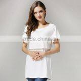 Short Sleeve Nursing Clothes Solid Breastfeeding Clothing Small Fresh Pregnant Women T-shirts thumbnail-1