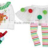 Children's Girls Xmas Outfit Deer Pattern Outfit Ruffle Kids Christmas Clothes thumbnail-2