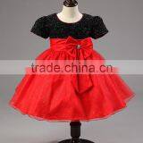 2016 Europe and the United States Export Lotus Skirt Bow Dress Pure Color Children's Dress Wholesale thumbnail-6