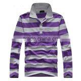 2016 Hot Sale Custom 100% Cotton Long Sleeve Mens Stripe Polo Shirts With Pocket thumbnail-1