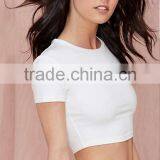 2017 Latest Fashion Women Top Design 100% Cotton Short Sleeve Crop Top and Short Skirt Set thumbnail-2