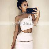 2017 Clothes Women Ladies Sexy Halter Fashion Women Top + Knee Length Satin Skirt thumbnail-4