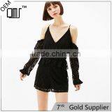New Fancy Design Short Dance Wear All Black Lace Jumpsuit thumbnail-1