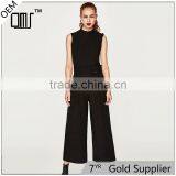 Cotton Sleeveless Long All Black Formal Jumpsuits and Rompers thumbnail-1
