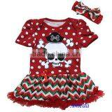 Newborn Baby Red White Green Chevron Pirate Bodysuit Pettiskirt Romper Headband 0-18M thumbnail-1