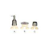 3pcs Plastic Bathroom Set With SS Parts- Soap Pump/Rinse Cup/Soap Dish thumbnail-1