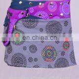 Polka Dot Exotic Print In Blue Gray Shade Cotton Fabric Gypsy Wrap Around Skirt With Bag Belt HHCS 139 B