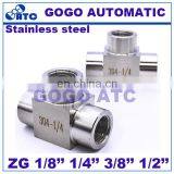 Quick Coupler ZG 1/8'' Female Thread Stainless Steel 304 Three 3 Way T Type High Pressure Connector Fitting Reducing Tee Pipe thumbnail-2