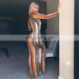 New Arrival Women Sexy Fall Bodycon Dresses Printed Long Sleeve Clubwear Party Casual Dress thumbnail-1