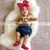 Drop Shipping Newborn Clothing Set Summer Baby Girls Sunflower Full Print Tops Dress & Shorts Pants Outfits Clothes thumbnail-2