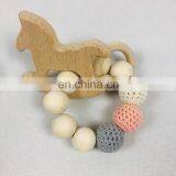 Wooden Animal Horse Crochet Beads Teething Toy Wooden Bead Teether thumbnail-3