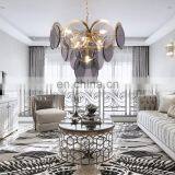 Современный роскошный дымчато-серый стеклянный круглый светильник-дизайн с золотым подвеской на основе светодиодов thumbnail-4